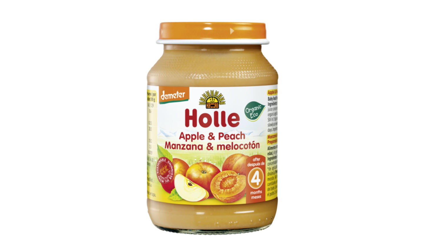 Holle, Jar Apple Peach (4Μ) 190G Bio (V)
