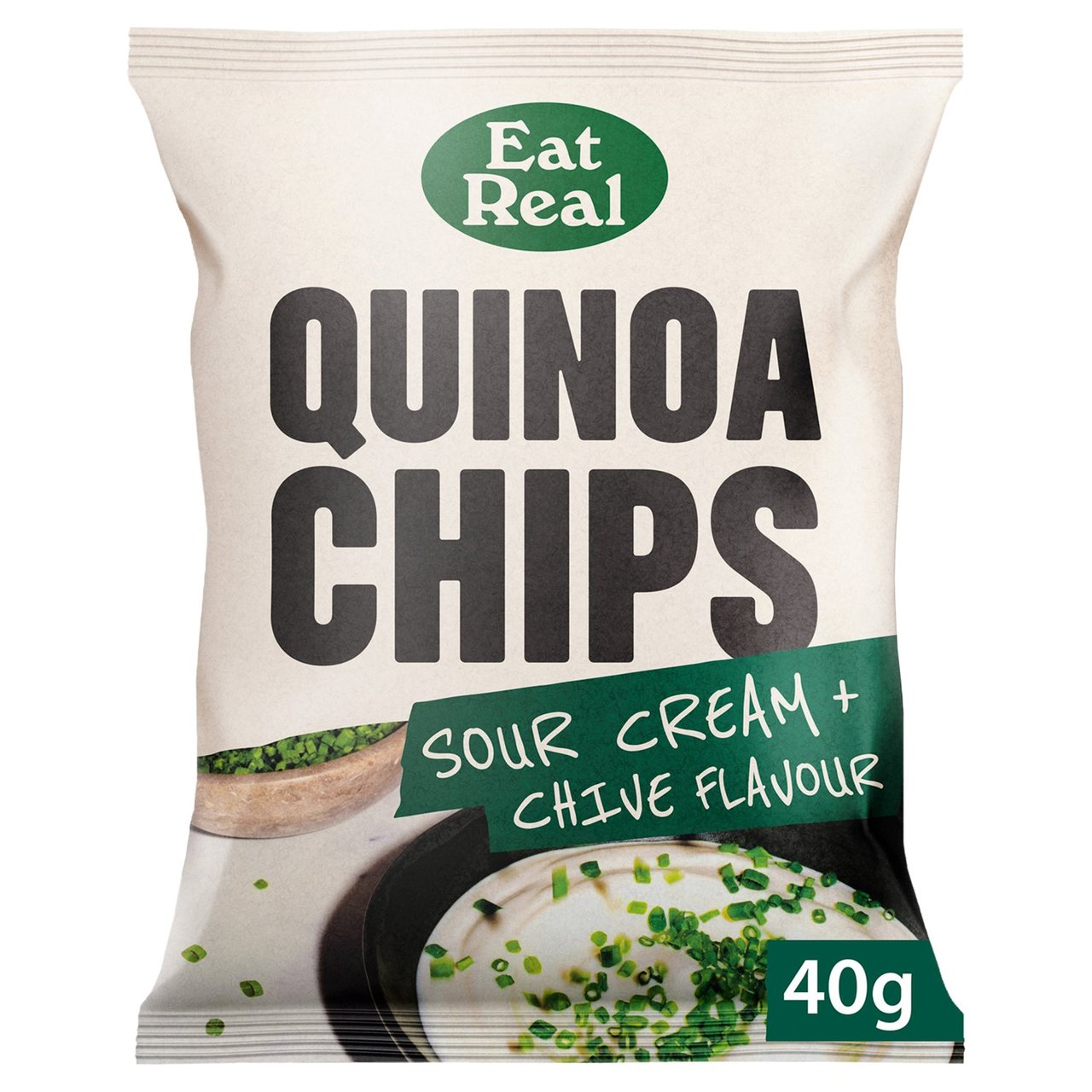 EAT REAL, QUINOA SOUR CREAM CHIVE CHIVES CHIPS 40G