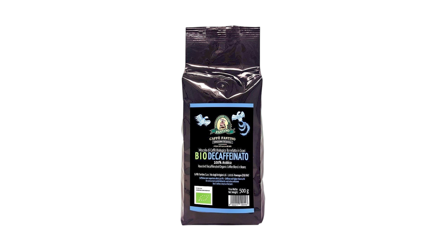 CAFFE FANTINO, BIO-DECAFFEINATED 100% Organic Arabica Coffee Beans 500g