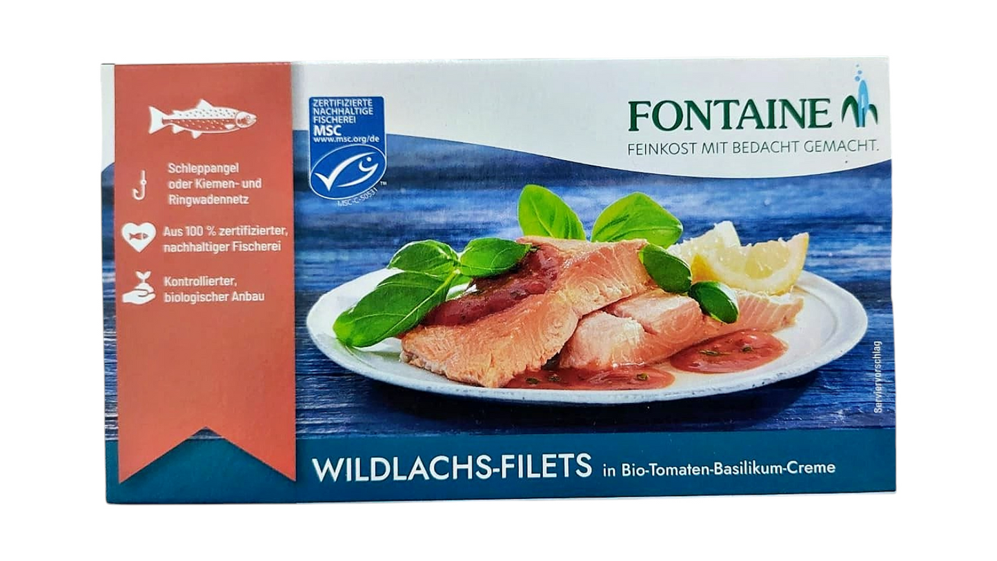 FONTAINE, WILD SALMON FILLETS TOMATO BASIL 200G