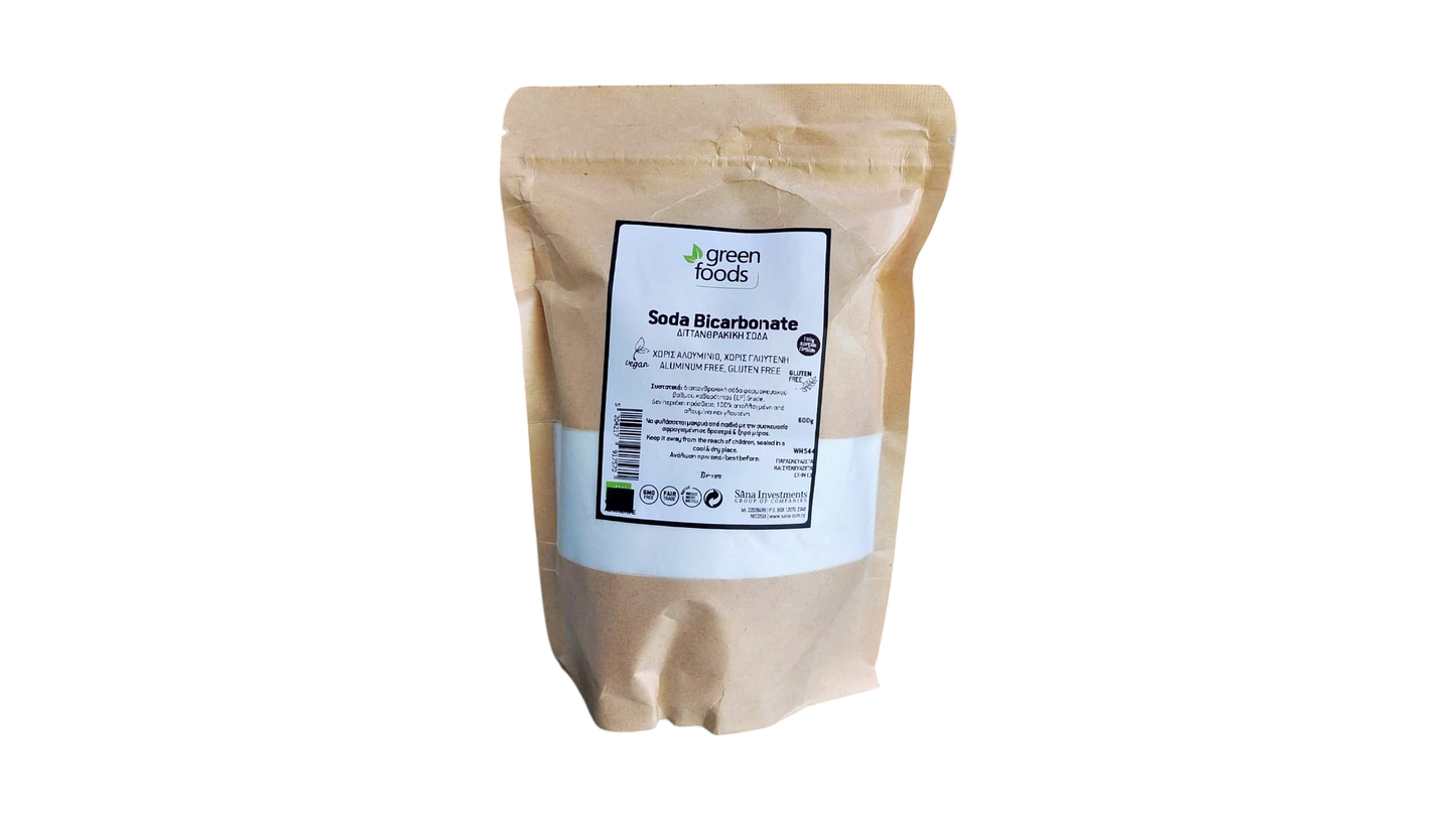 GREEN FOODS, SODA BICARBONATE 500G +100G ALUMINIUM FREE, GLUTEN FREE