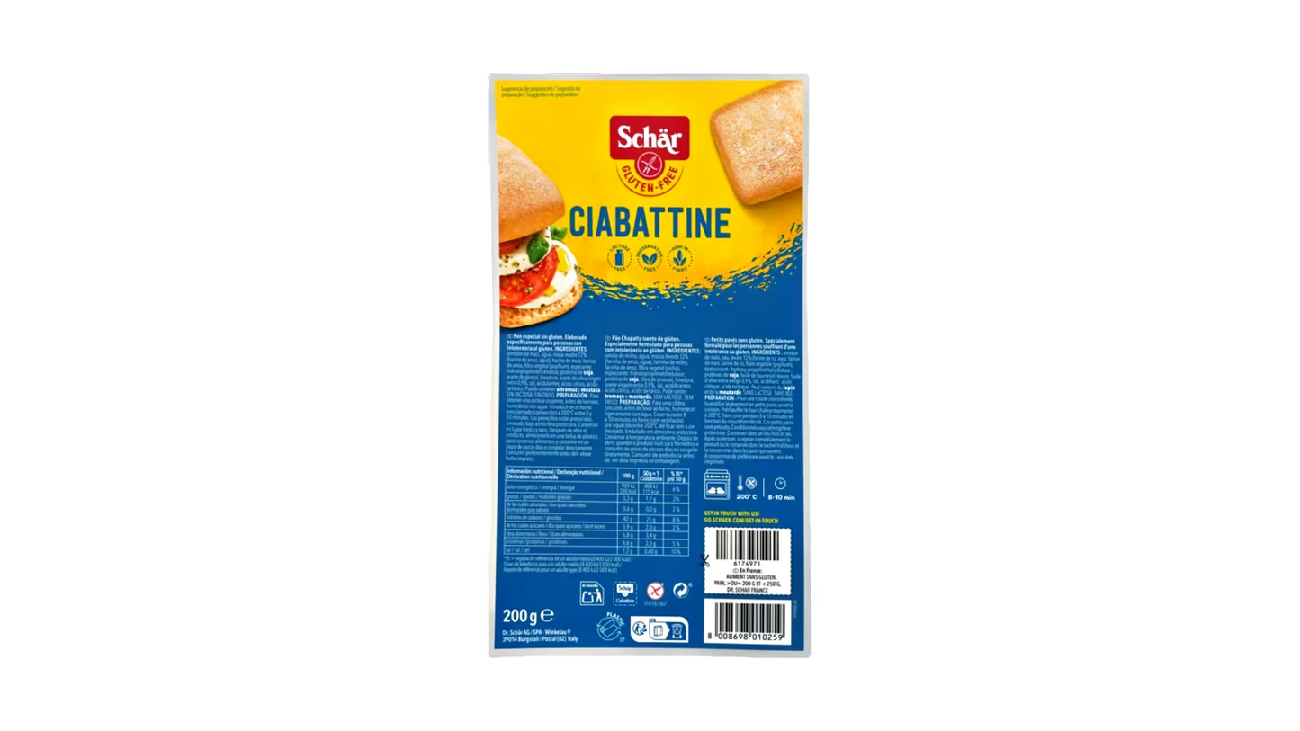 SCHAR, CIABATTA BREAD 200G GLUTEN FREE