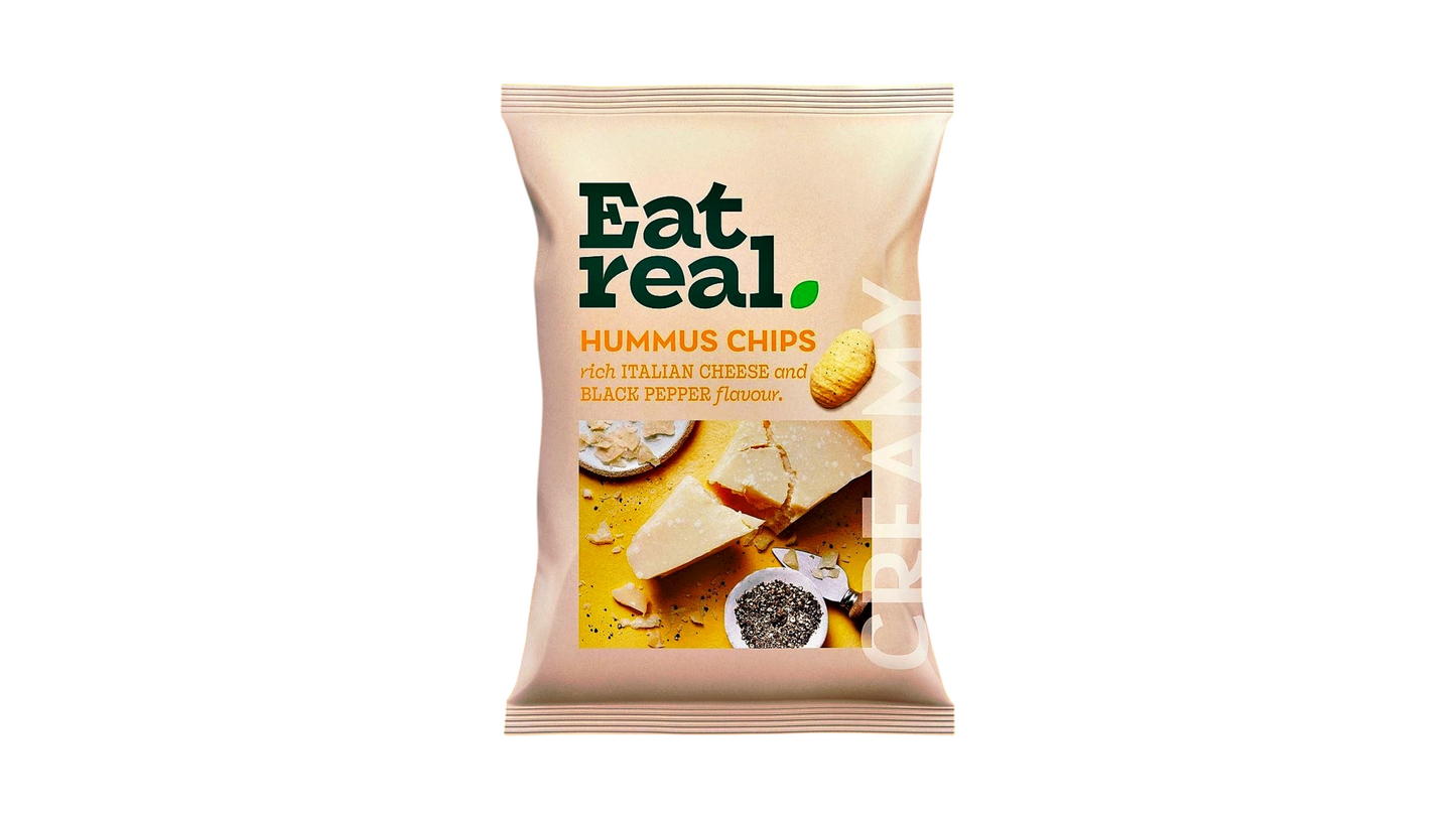 EAT REAL, HUMMUS CHIPS ITALIAN CHEESE BLACK PEPPER 110G
