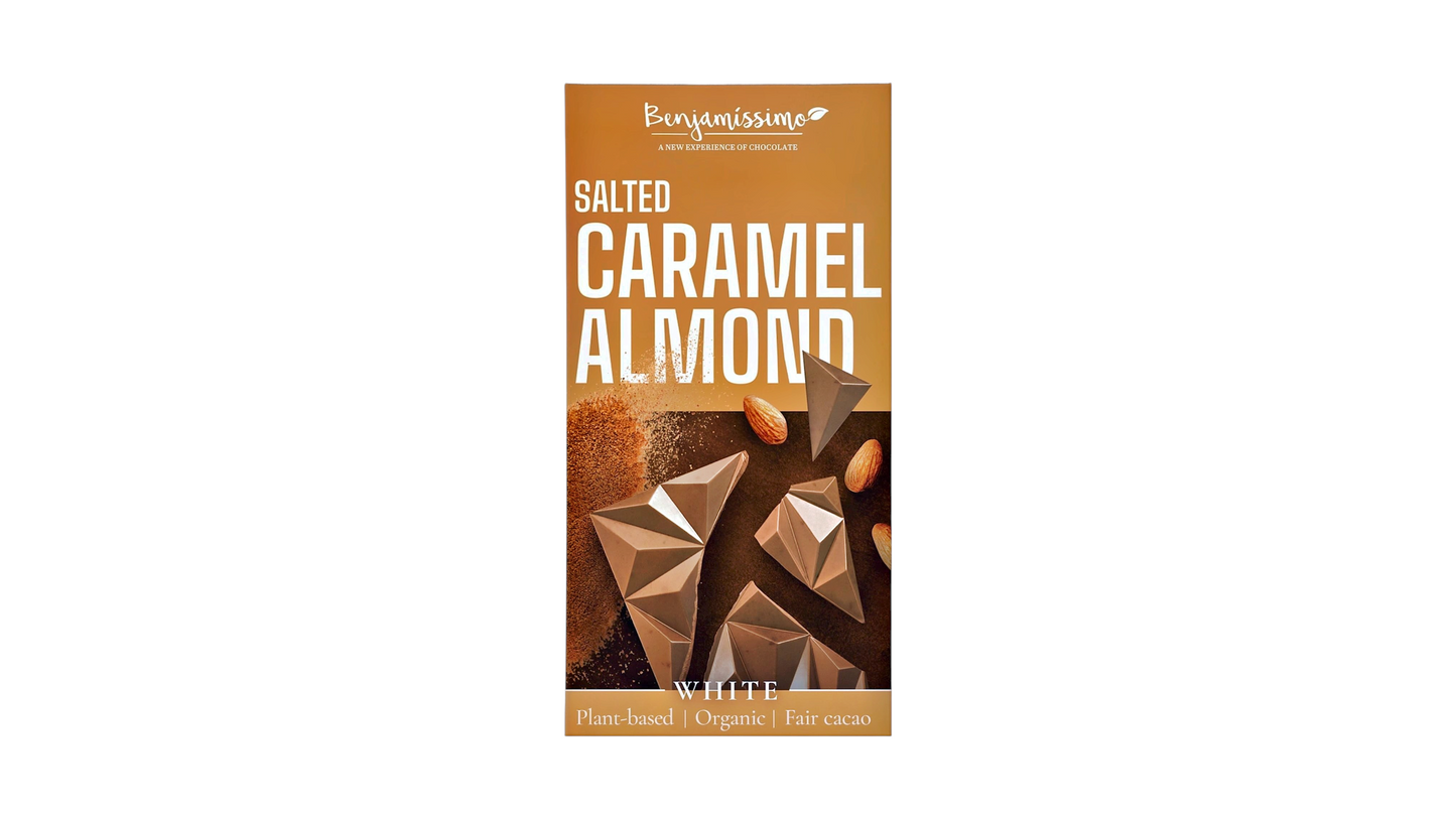 Benjamissimo, White Salted Caramel Almond Vegan Bar 70G Bio