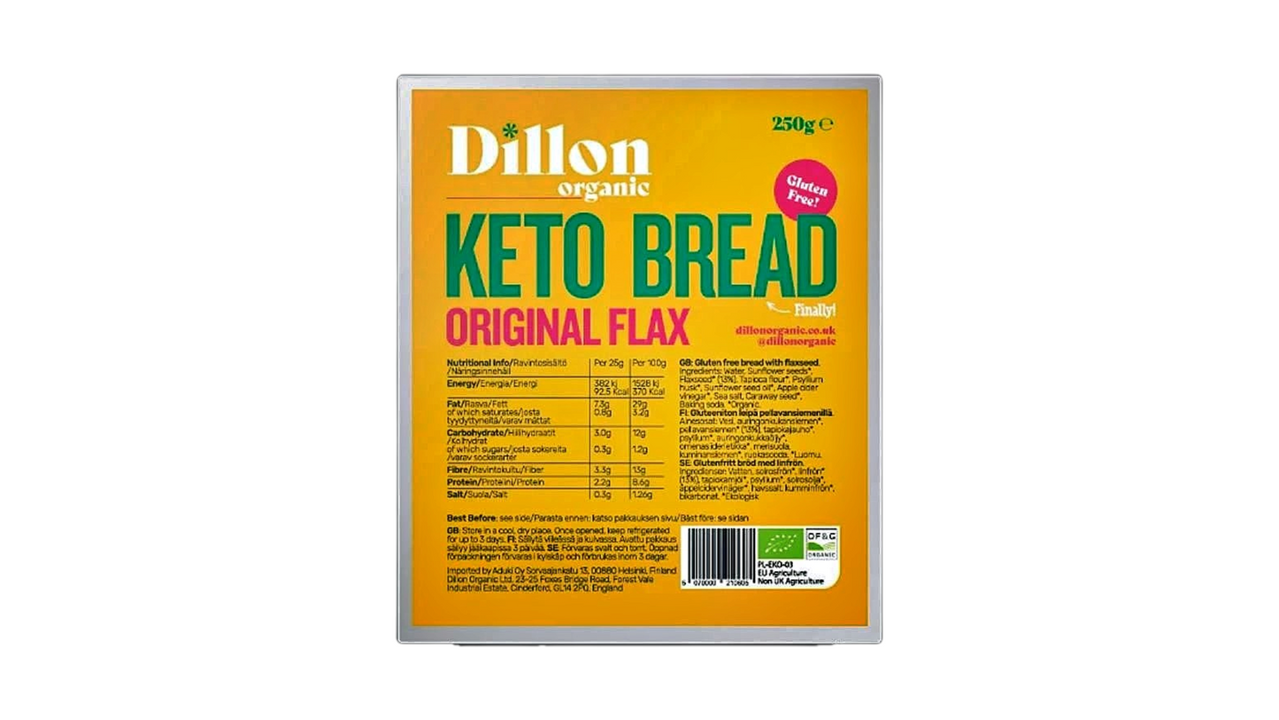 DILLON, Keto Bread Original Flax 250G BIO GLUTEN FREE