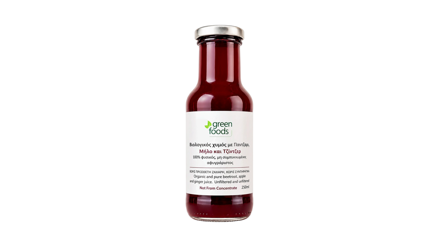 Green Foods, Red Beet Apple Ginger Juice 250Ml Bio