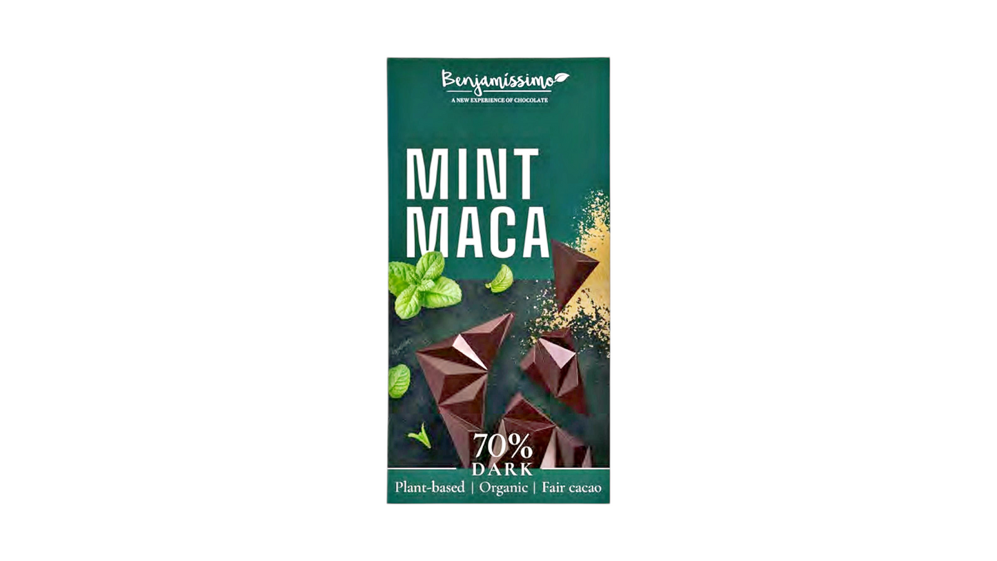 Benjamissimo, Dark 70% Mint Maca Vegan Bar 60G Bio