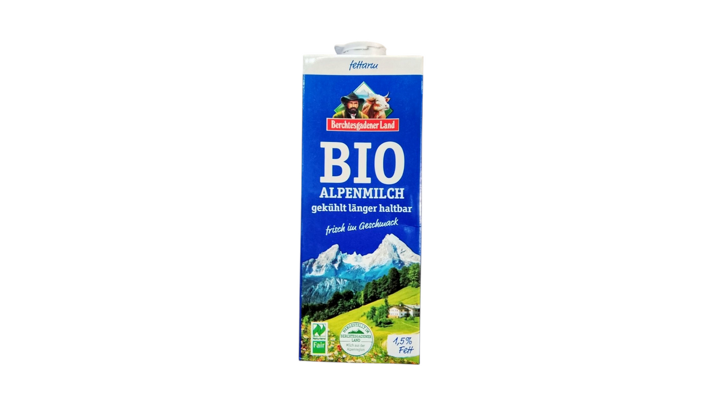 BERCHTESGADENER LAND, FRESH MILK SEMI SKIMMED 1,5% 1L BIO