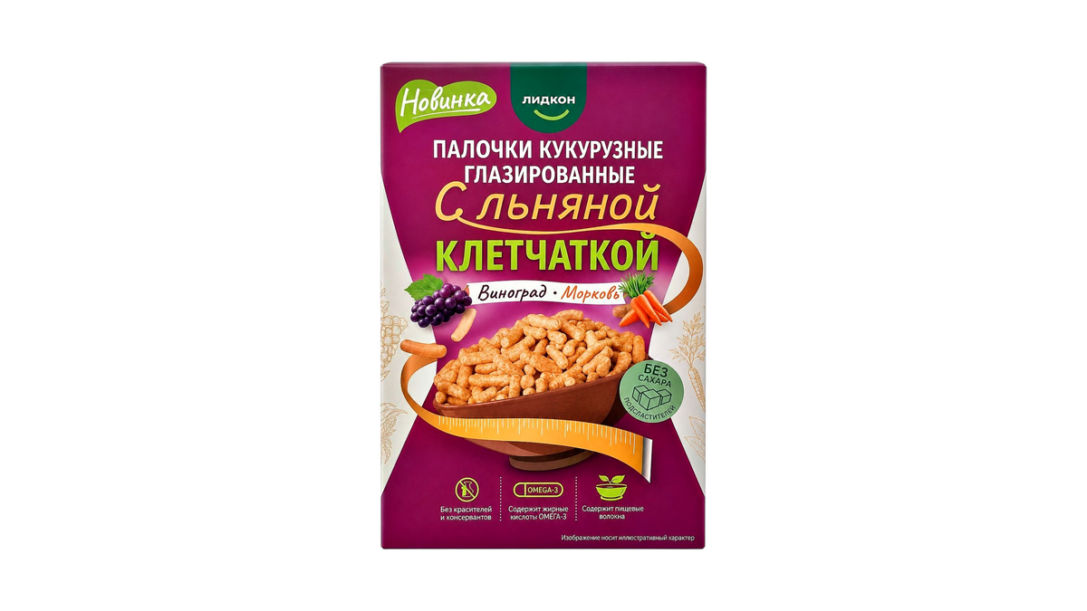 Lidkon Glazed Corn Sticks with Flax Fiber Grape & Carrot (No Sugar) 100g