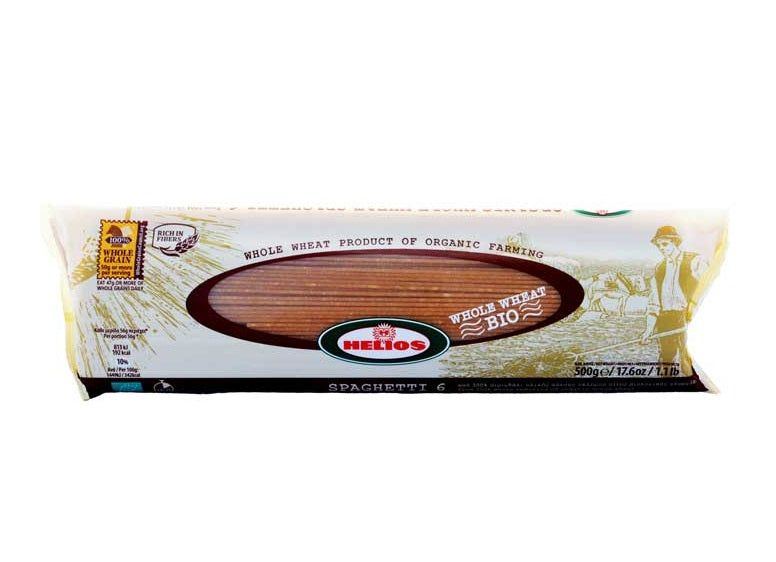 HELIOS, WHOLEWHEAT SPAGHETTI 500G BIO