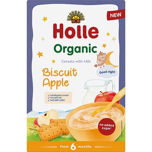 HOLLE, MILK CEREAL BISCUIT APPLE FROM 6 MONTHS 250G BIO