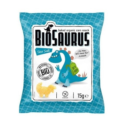 MCLLOYDS, BIOSAURUS SEA SALT CORN SNACK 15G BIO