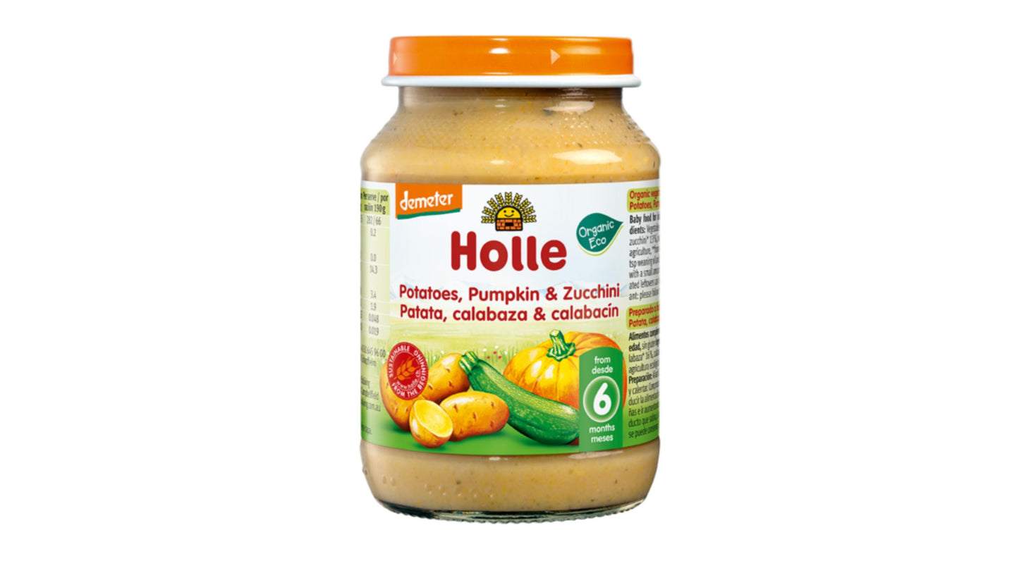 HOLLE, Jar Pumpkin Zucchini & Potatoes(6M) 190g Bio (V)