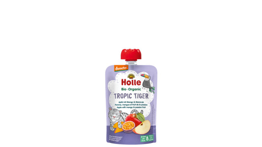 Holle, Pouch Tropic Tiger - Apple Mango Passion Fruit (8M) 100G Bio (V)