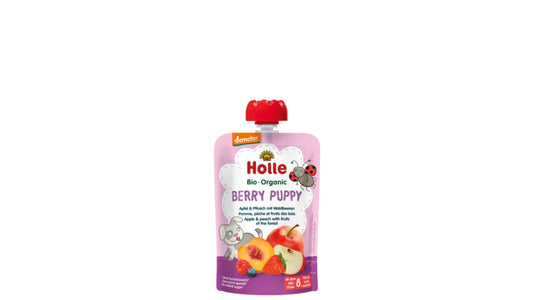 Holle, Pouch Berry Puppy - Apple Peach Forest Fruits (8M) 90G Bio (V)
