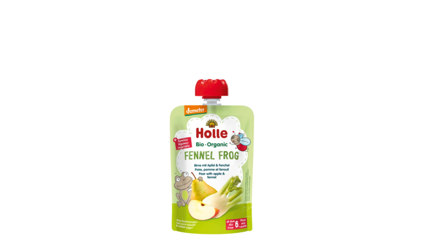 Holle, Pouch Fennel Frog - Pear Apple & Fennel (6M) 100G Bio (V)