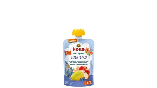 Holle, Pouch Blue Bird - Pear Apple Blueberry Oats (6M) 100G Bio
