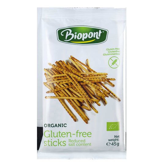 BIOPONT GLUTEN FREE STICKS REDUCED SALT CONTENT 45G BIO