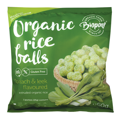 BIOPONT, RICE BALLS SPINACH LEEK G/F BIO 60G