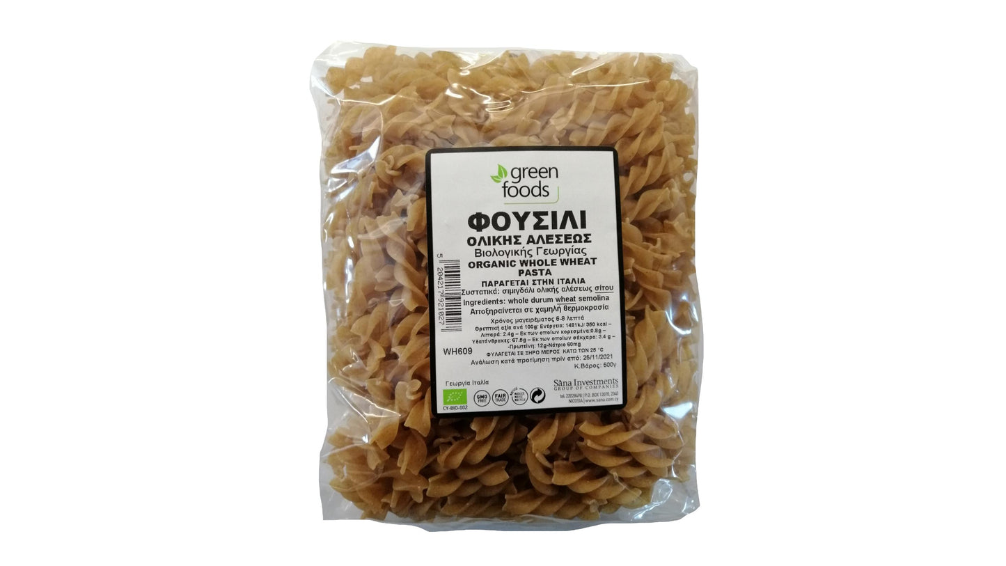 GREEN FOODS, FUSILLI WHOLEGRAIN BIO 500G