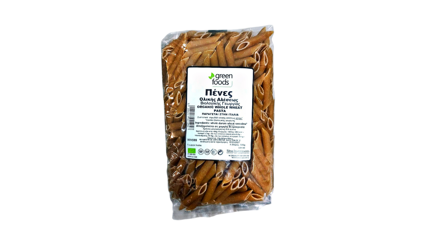 GREEN FOODS, PENNE WHOLEGRAIN BIO 500G