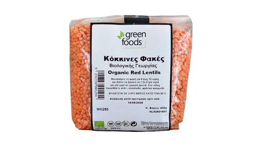 GREEN FOODS, RED LENTILS 400G BIO