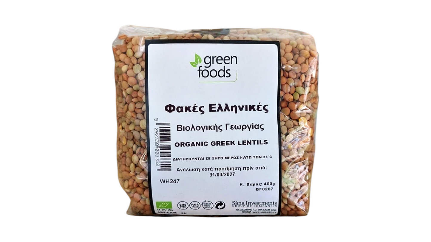 GREEN FOODS, GREEK LENTILS 400G BIO