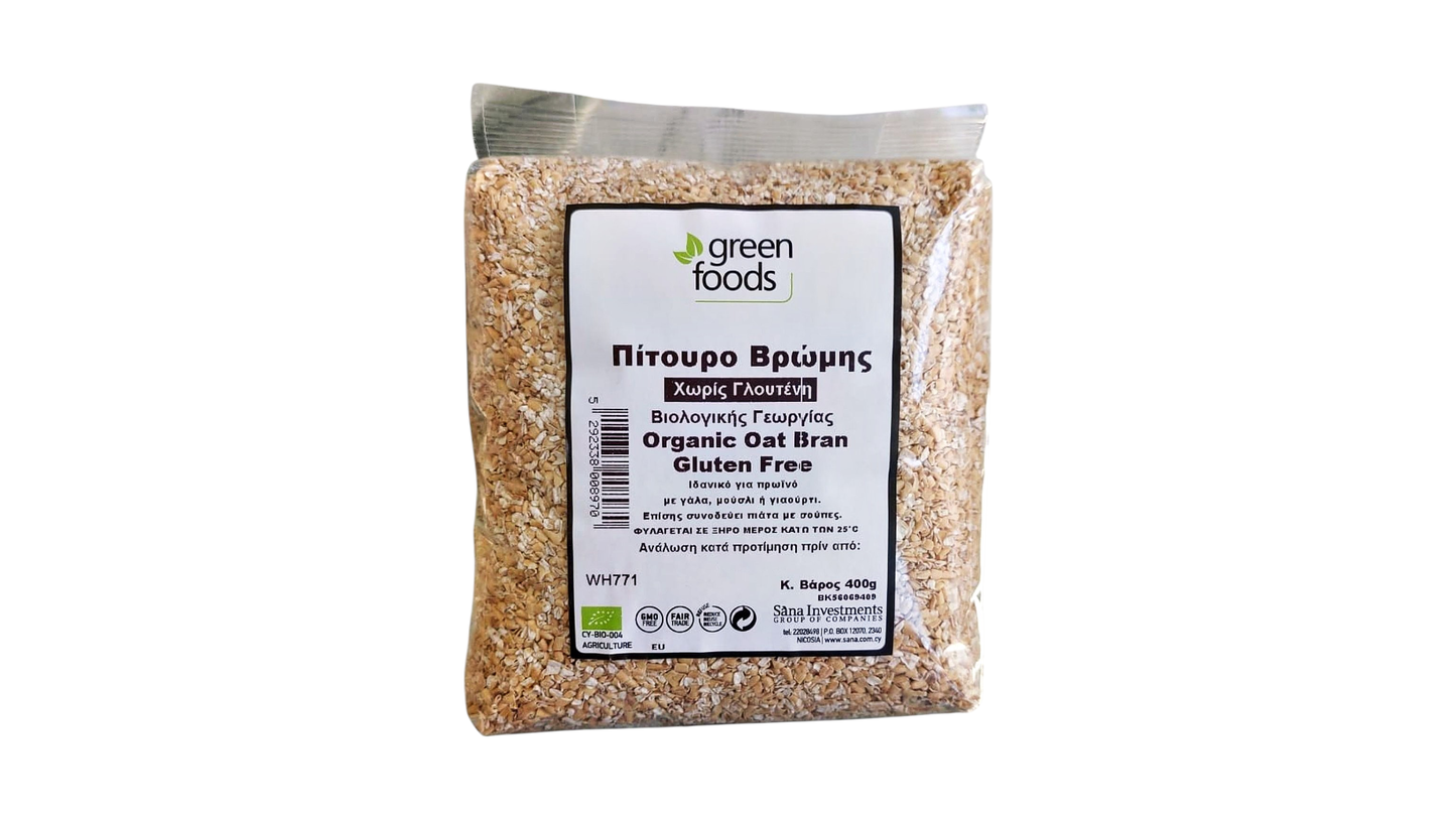 GREEN FOODS, OAT BRAN GLUTEN FREE 400G BIO