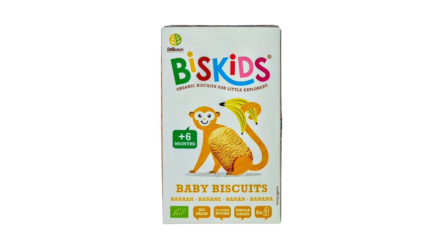 BELKORN, BANANA BABY BISCUITS 120G BIO