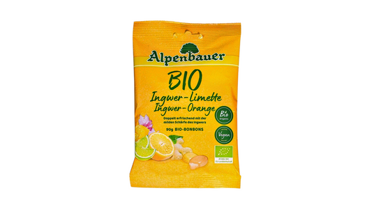ALPENBAUER, GINGER LIME FLAVORED SOFT CENTERED SWEETS 90G BIO