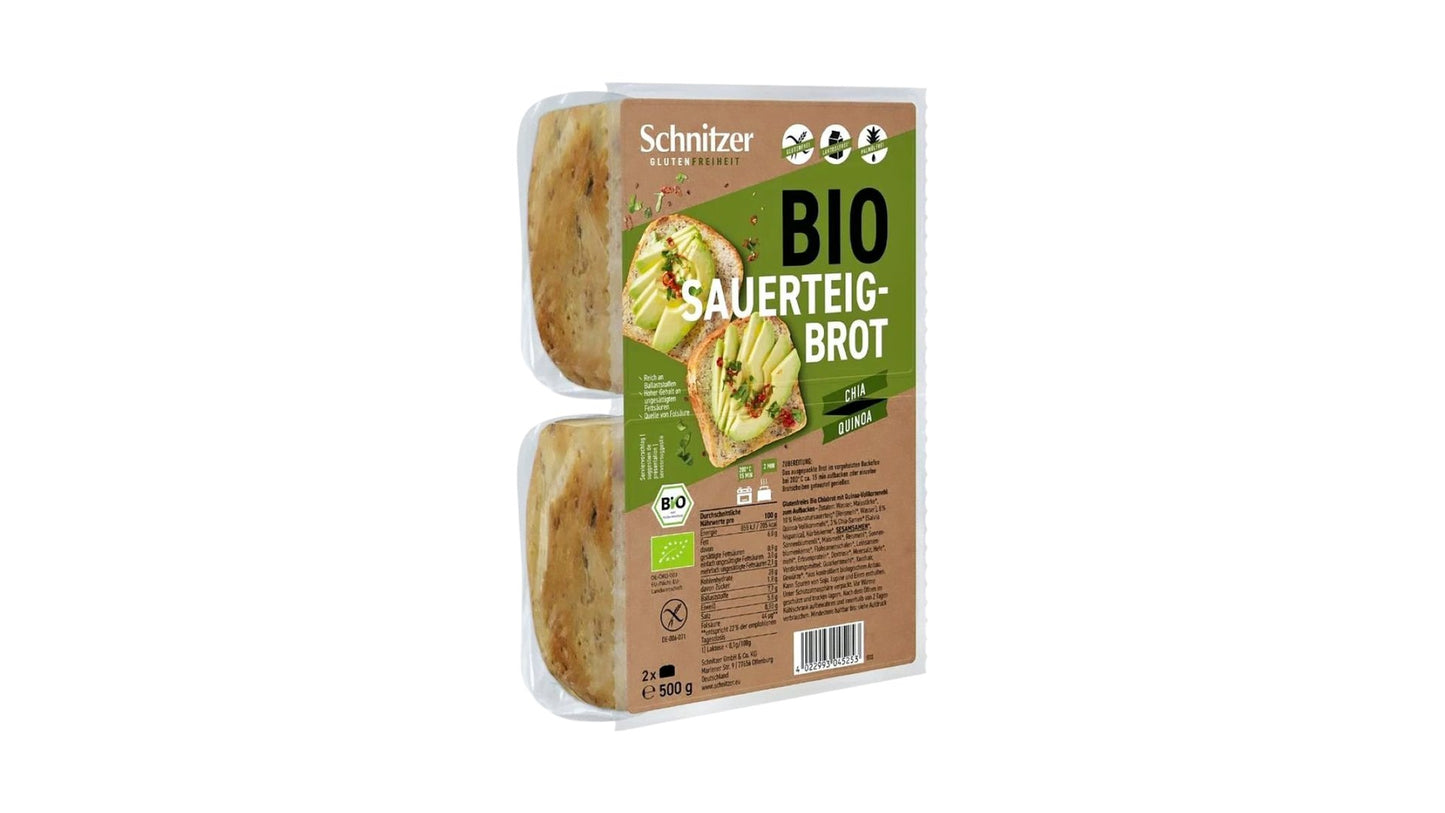 SCHNITZER, CHIA AND QUINOA GLUTEN FREE BREAD 500G BIO