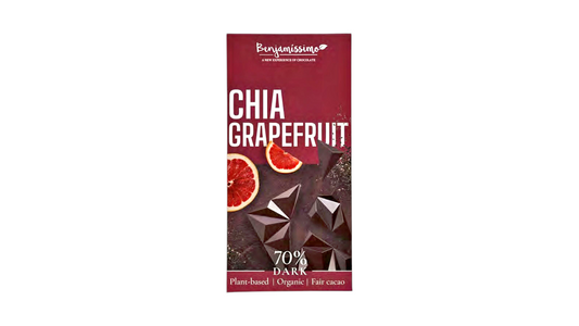 BENJAMISSIMO DARK 70% CHIA GRAPEFRUIT VEGAN CHOCOLATE 60G BIO
