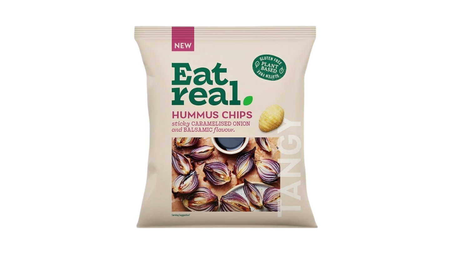 EAT REAL, HUMMUS CHIPS CARAMELIZED ONION AND BALSAMIC VINEGAR 45G