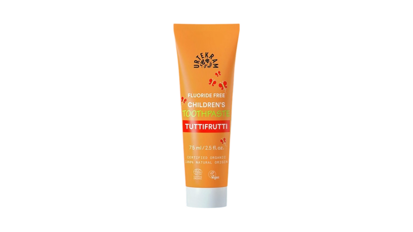 URTEKRAM, CHILDREN'S FLOURIDE FREE TOOTHPASTE TUTTI FRUTTI 75ML