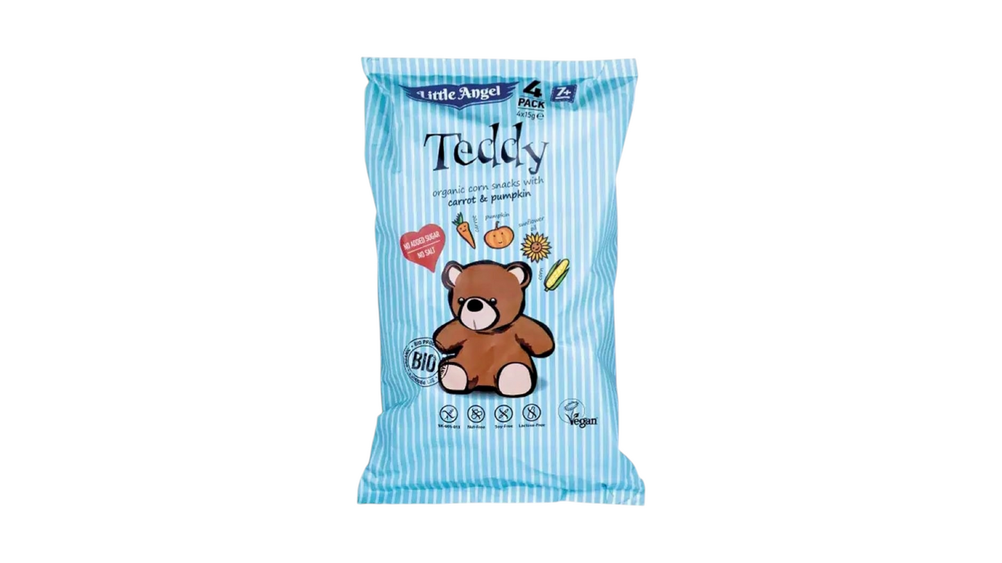 Teddy BIO Corn Crisps With Carrot And Pumpkin 4x15g Little Angel Mclloyds