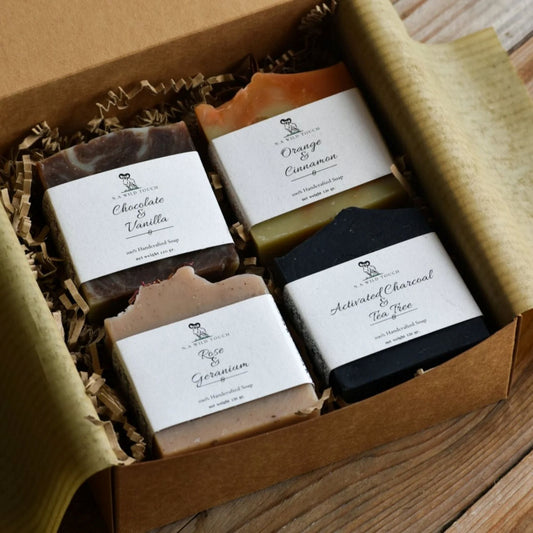 Natural Soap Gift Set: Handmade Cold Process Soaps - Box of Four