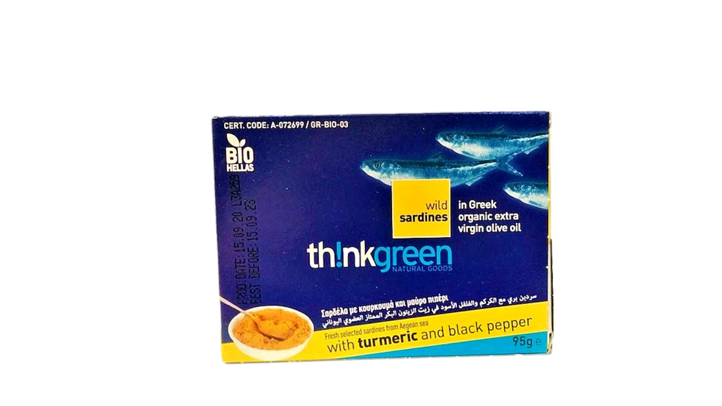 THINK GREEN, WILD SARDINES WITH TURMERIC BLACK PEPPER 95G BIO