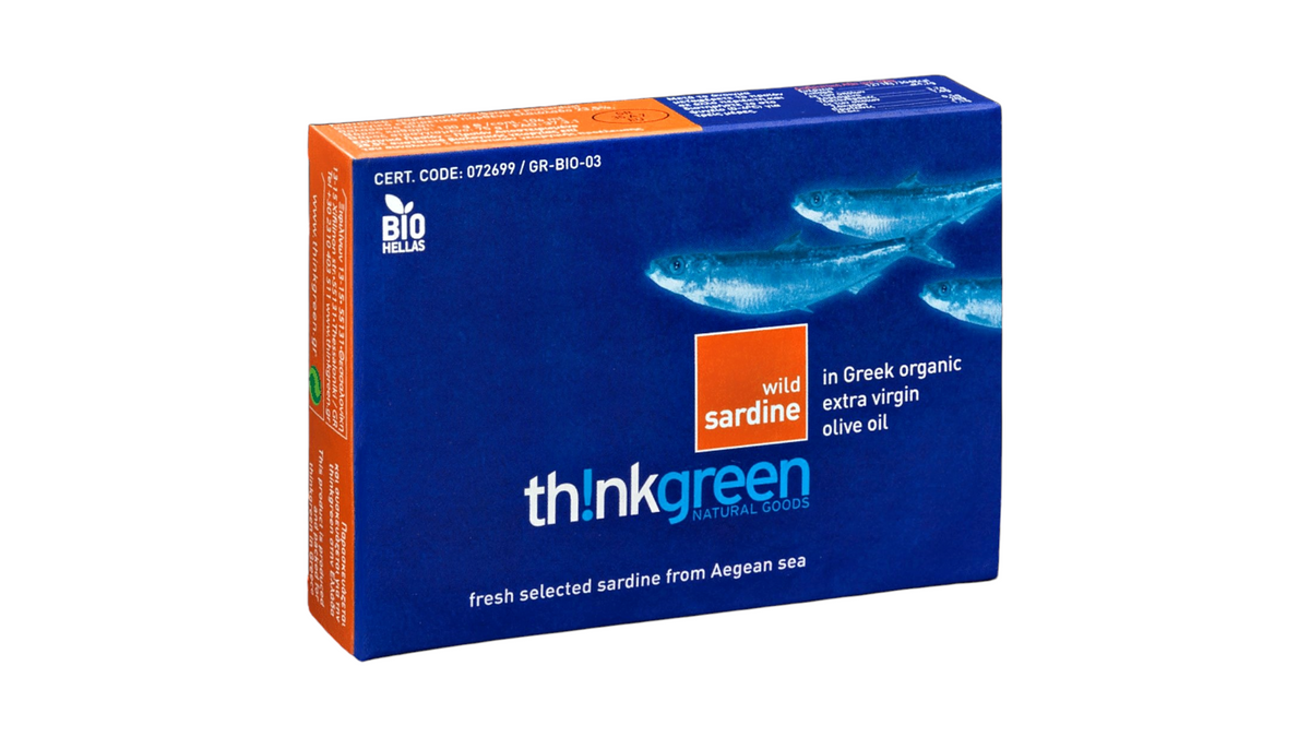 THINK GREEN, WILD SARDINES IN GREEK EXTRA VIRGIN OIL 95G BIO