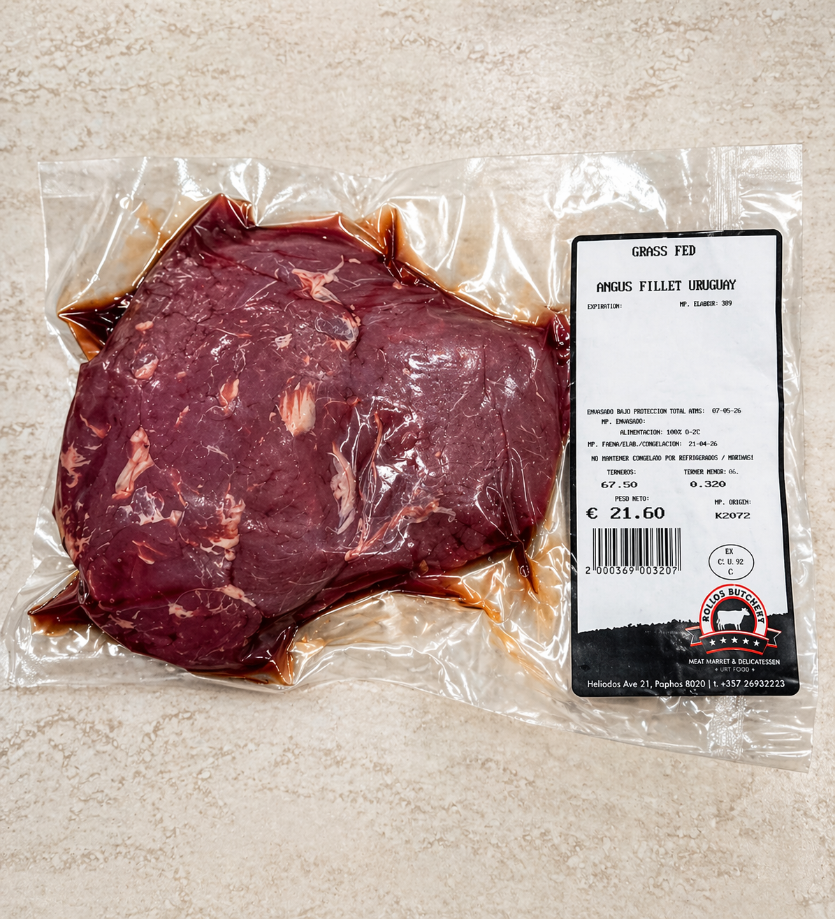 Angus Fillet Uruguay Grass fed approx. 380g (weight based)