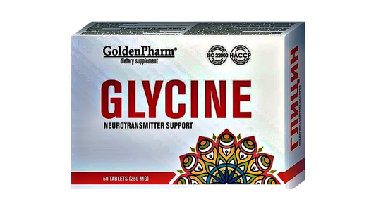 GoldenPharm Glycine 250 mg – Neurotransmitter Support & Stress Relief Tablets (50 Tablets)