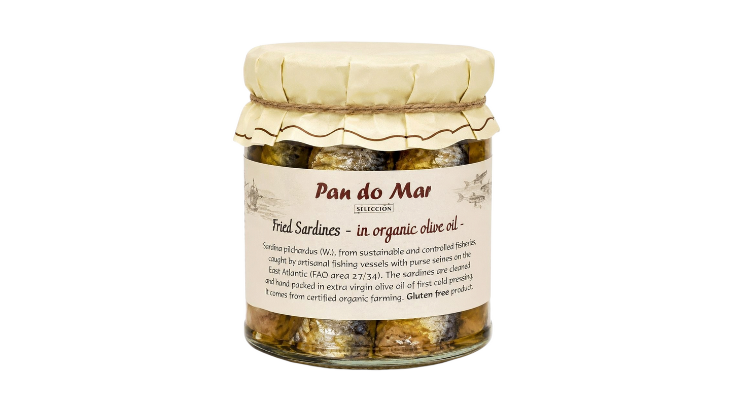PANDOMAR, FRIED SARDINES IN ORGANIC OLIVE OIL 250ML