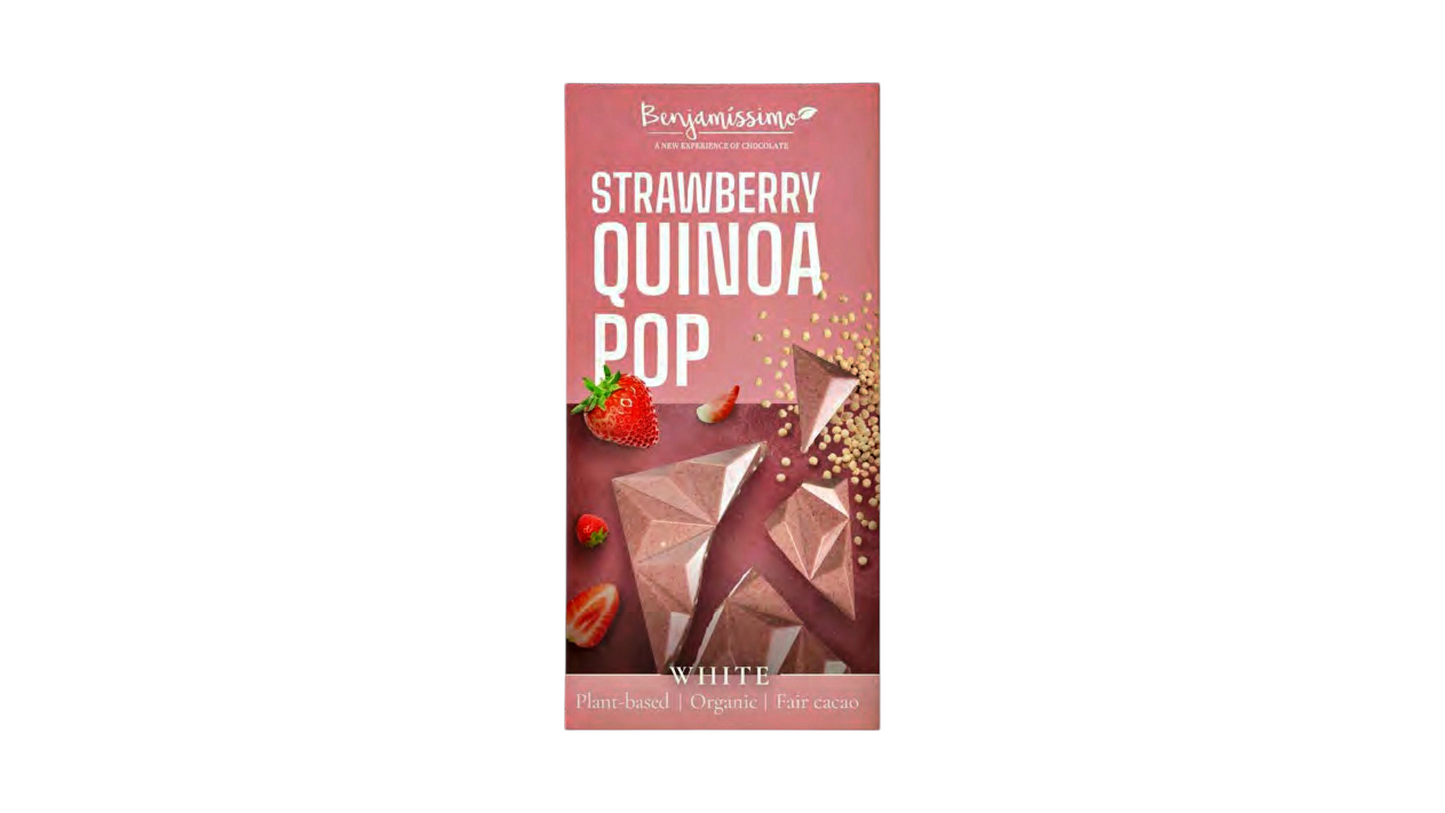Benjamissimo, White Strawberry Quinoa Pop Cocoa Bar 60G Bio