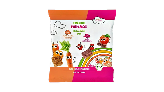 ERDBAR, OAT MINI MIX APPLE CARROT ORANGE BARS 100G BIO