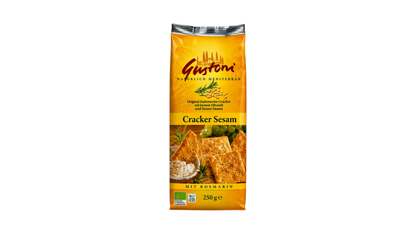 Gustoni, Crackers With Sesame & Rosemary 250G Bio