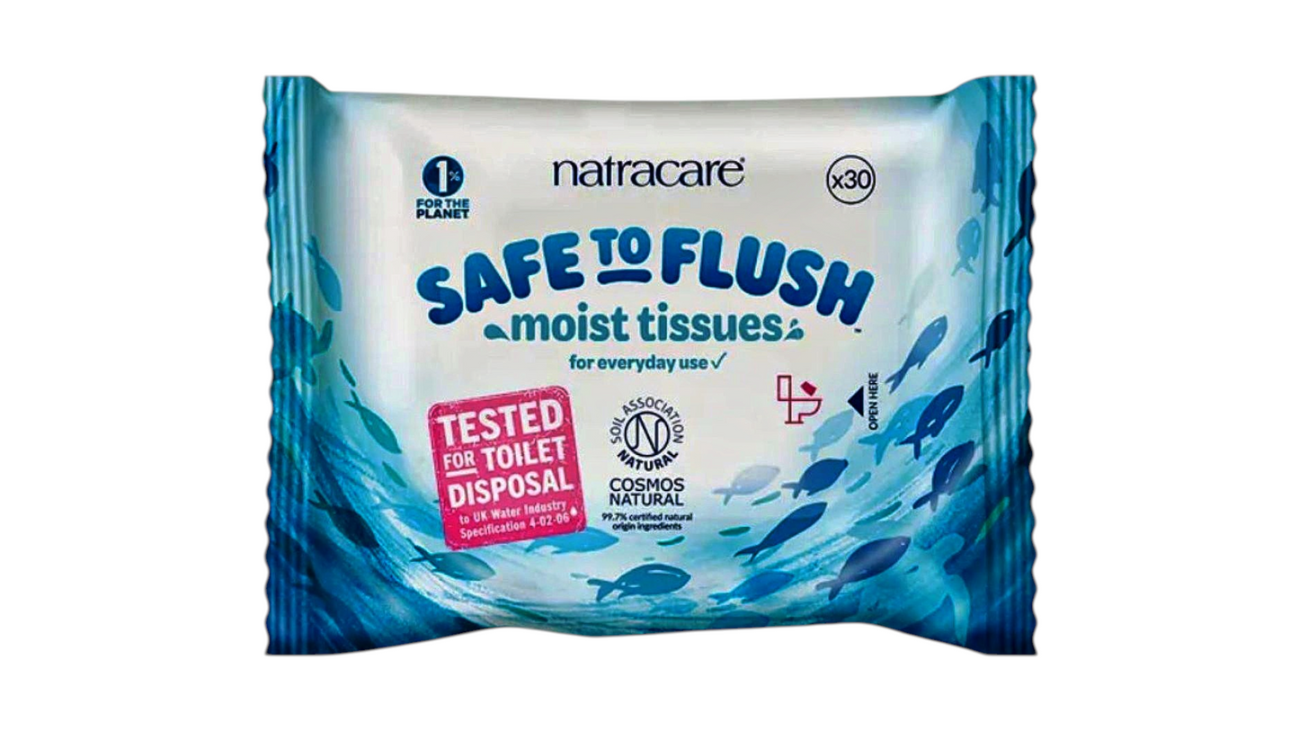 NATRACARE, WIPES 100% FLUSHABLE 30PCS