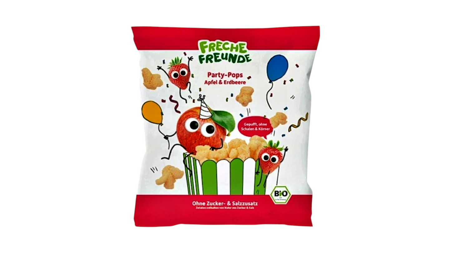 ERDBAR, PARTY POPS APPLE STRAWBERRY SNACKS 15G BIO