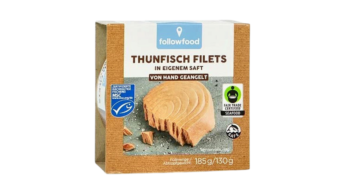 FOLLOWFOOD, TUNA FILLETS IN BRINE 185G