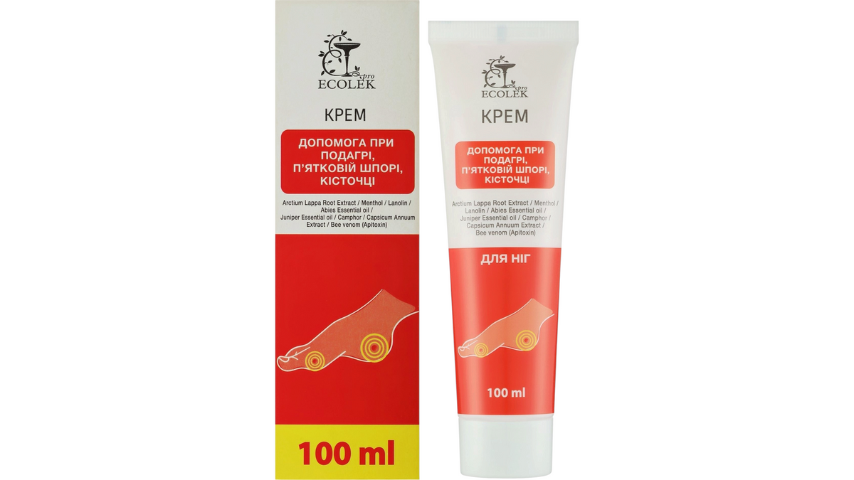 Ecolek Foot Cream for Gout, Heel Spurs & Bunions 100ml