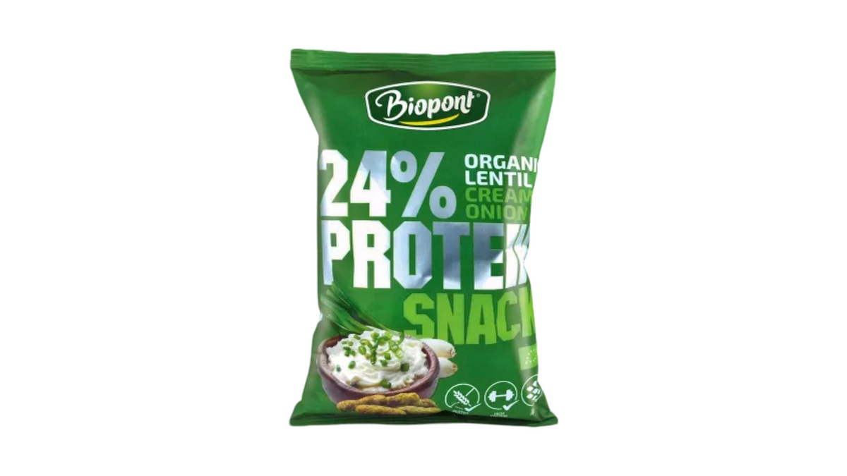BIOPONT, PROTEIN SNACK 24% ORGANIC LENTIL FLIPS WITH CREAMY ONION 50G