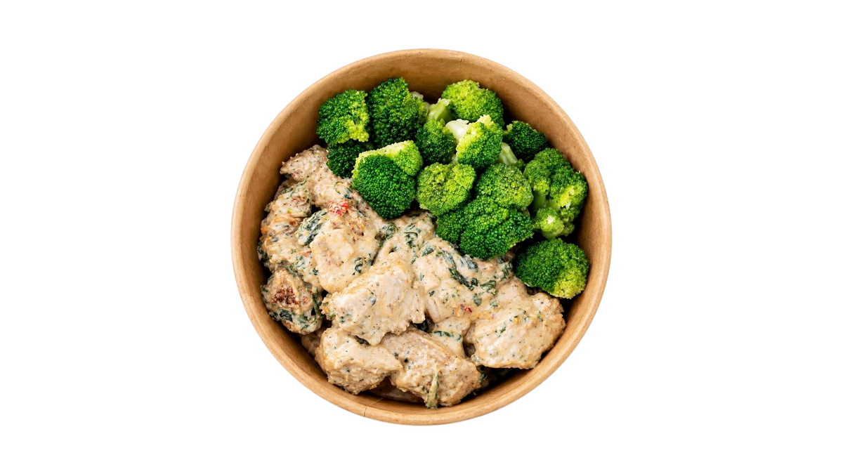 Creamy Tuscan Chicken with baked broccoli